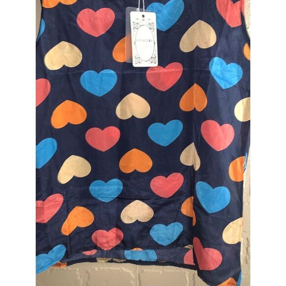 NWT LIVA GIRL Satin Heart Graphic Print Tank Top - Picture 5 of 8